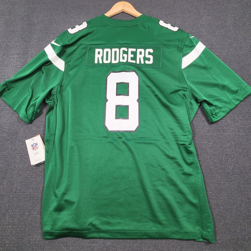 Nike New York Jets Jersey Mens XXL Green Aaron Rodgers #8 NWT Athletic